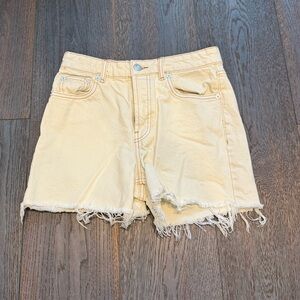 Women's Off-White High-Waisted Frayed Denim Shorts